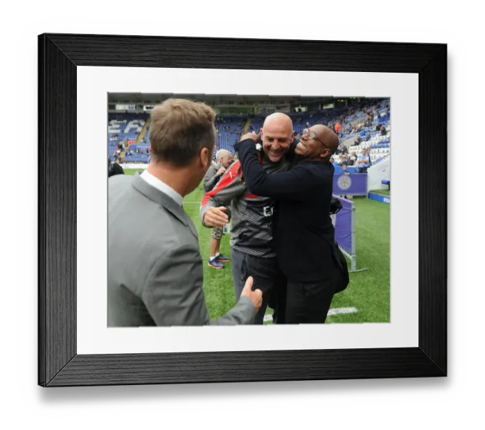 Framed Print : Arsenal Legends Reunite: Bould, Dixon, and Wright at Leicester City vs. Arsenal (2016-17)