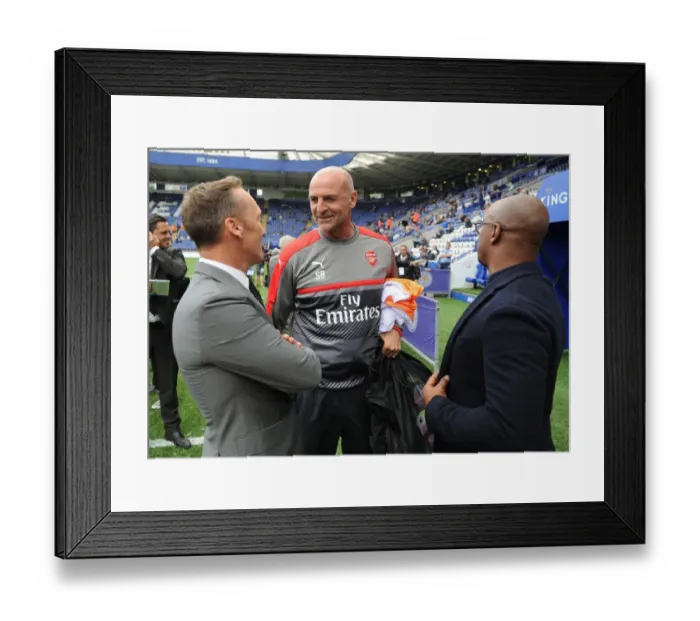 Framed Print : Arsenal Legends Reunite: Bould, Dixon, and Wright at Leicester City Match (2016-17) Framed Print : Arsenal Legends Reunite: Bould, Dixon, and Wright at Leicester City Match (2016-17)