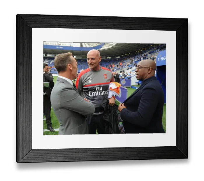 Framed Print : Arsenal Legends Reunited: Bould, Dixon, and Wright at Leicester City Match, 2016 Framed Print : Arsenal Legends Reunited: Bould, Dixon, and Wright at Leicester City Match, 2016