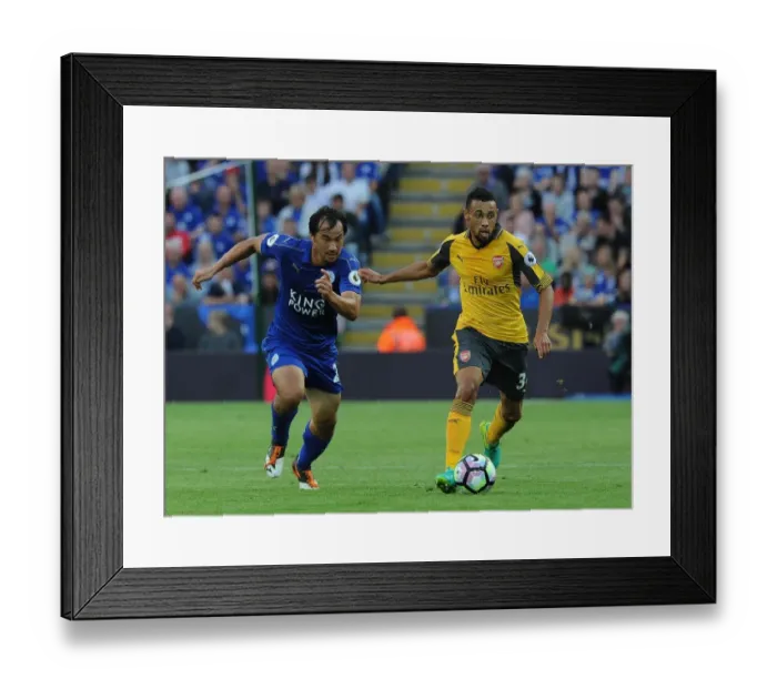 Framed Print : Coquelin vs Okazaki: A Premier League Showdown - Leicester City vs Arsenal (2016-17)