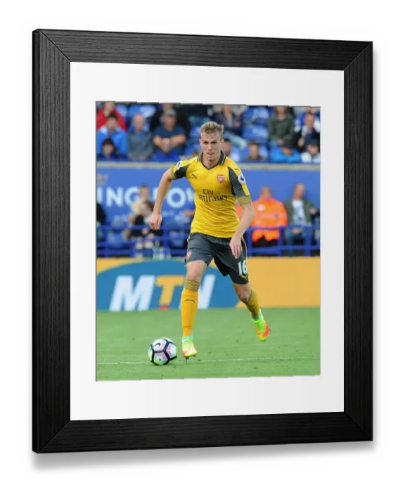 Framed Print : Rob Holding in Action: Arsenal vs. Leicester City Showdown, 2016-17
