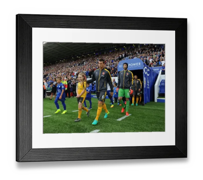 Framed Print : Arsenal's Koscielny and Cech Leading the Charge: Premier League Showdown between Arsenal and Leicester City, 2016-17 Framed Print : Arsenal's Koscielny and Cech Leading the Charge: Premier League Showdown between Arsenal and Leicester City, 2016-17