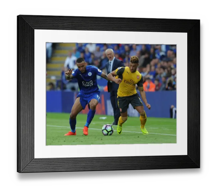 Framed Print : Clash at The King Power: Oxlade-Chamberlain vs. Simpson Framed Print : Clash at The King Power: Oxlade-Chamberlain vs. Simpson