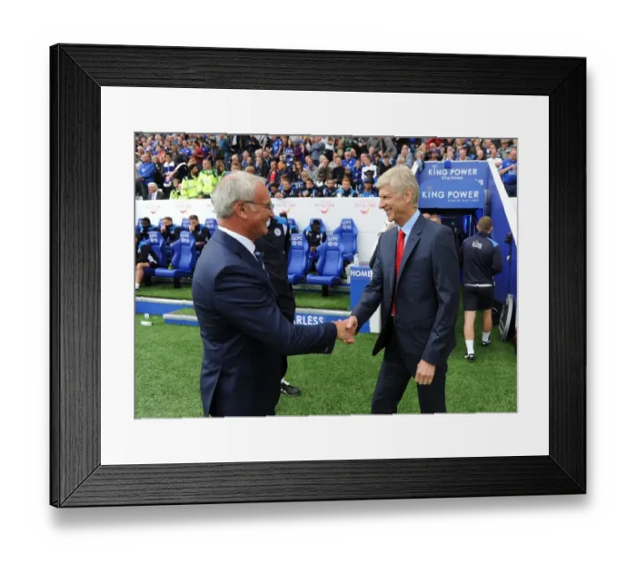 Framed Print : Arsene Wenger and Claudio Ranieri: A Pre-Match Encounter at the King Power Stadium (2016-17)