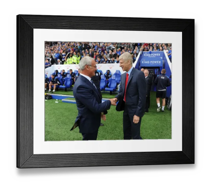 Framed Print : Arsene Wenger and Claudio Ranieri: A Pre-Match Handshake (Leicester City vs. Arsenal, 2016-17)