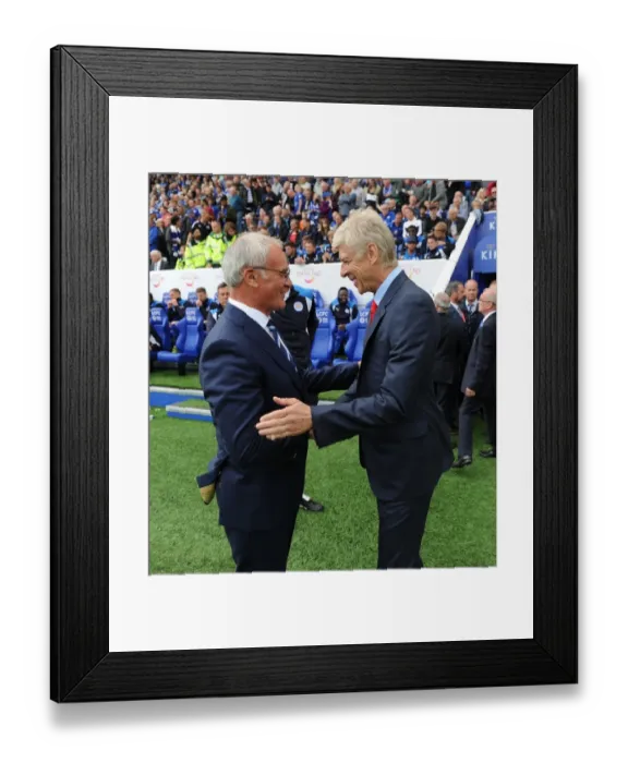 Framed Print : Arsene Wenger and Claudio Ranieri: A Pre-Match Handshake at the King Power Stadium (2016-17) Framed Print : Arsene Wenger and Claudio Ranieri: A Pre-Match Handshake at the King Power Stadium (2016-17)