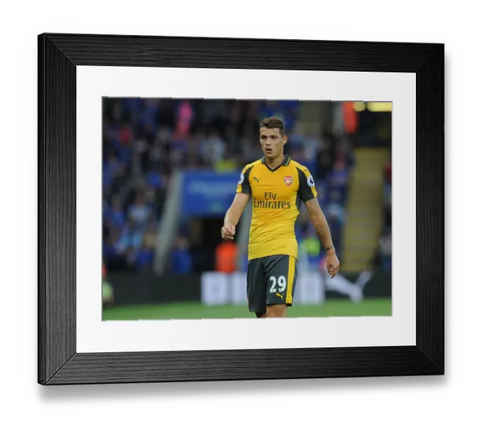Framed Print : Granit Xhaka: In Action Against Leicester City, Premier League 2016-17 Framed Print : Granit Xhaka: In Action Against Leicester City, Premier League 2016-17