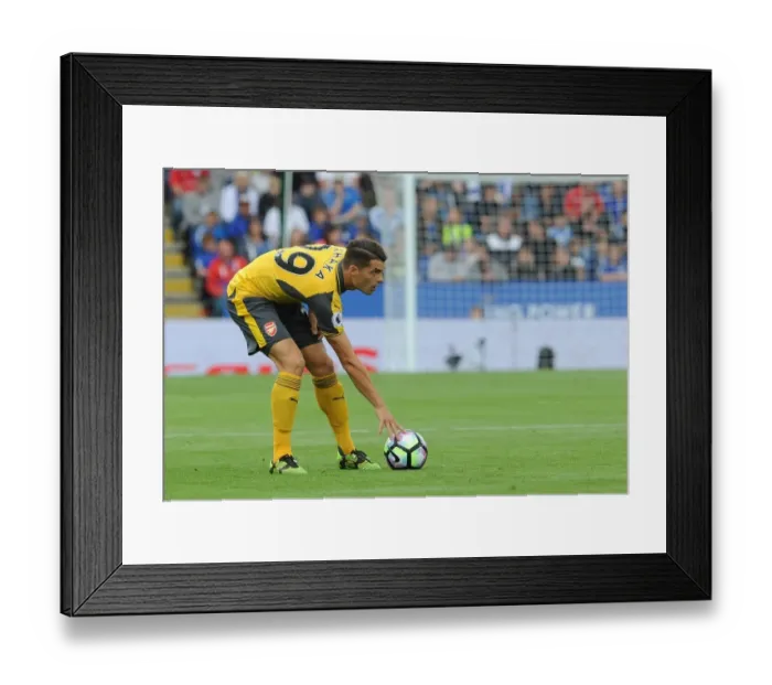 Framed Print : Granit Xhaka (Arsenal). Leicester City 0: 0 Arsenal