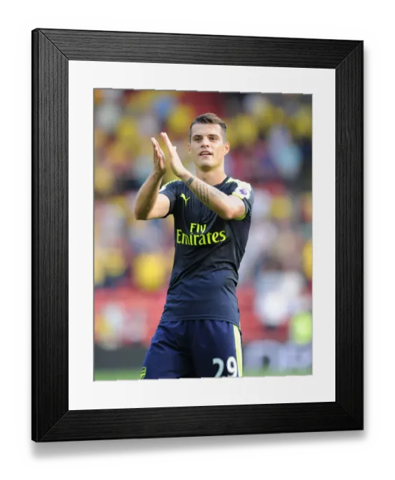Framed Print : Granit Xhaka's Reaction: A Tense Moment at Vicarage Road - Watford vs. Arsenal, Premier League 2016-17 Framed Print : Granit Xhaka's Reaction: A Tense Moment at Vicarage Road - Watford vs. Arsenal, Premier League 2016-17