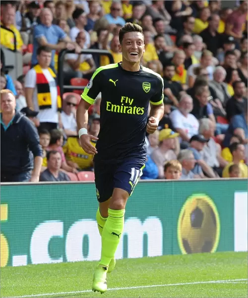 Mesut Ozil Scores Thrilling Third Goal: Arsenal's Triumph over Watford (2016-17)