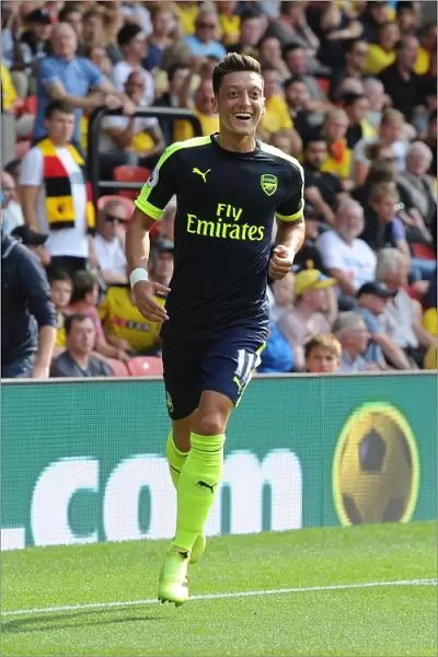 Mesut Ozil Scores Thrilling Third Goal: Arsenal's Triumph over Watford (2016-17)