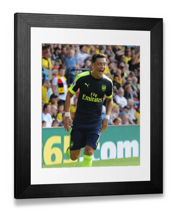 Framed Print : Mesut Ozil Scores the Third Goal: Arsenal's Triumph over Watford (2016-17)