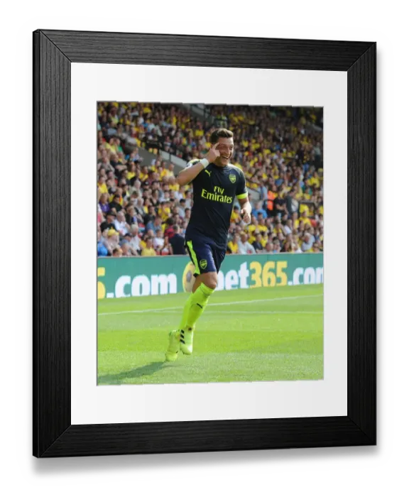 Framed Print : Mesut Ozil Scores His Third: Arsenal's Triumph Over Watford (2016-17)