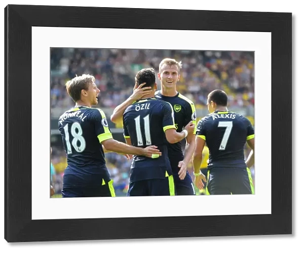 Mesut Ozil and Rob Holding: A Celebration of Arsenal's Third Goal vs. Watford (2016-17)
