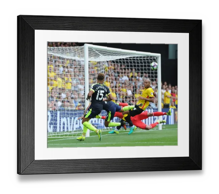 Framed Print : Alexis Sanchez Scores Arsenal's Second Goal: Watford vs Arsenal, Premier League 2016-17 (Photo by David Price)