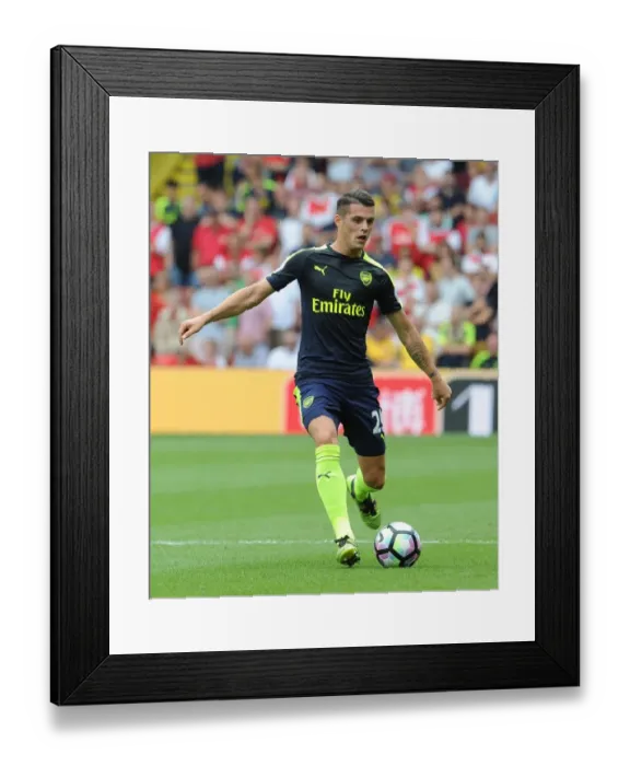 Framed Print : Granit Xhaka: In Action for Arsenal Against Watford, Premier League 2016-17 Framed Print : Granit Xhaka: In Action for Arsenal Against Watford, Premier League 2016-17