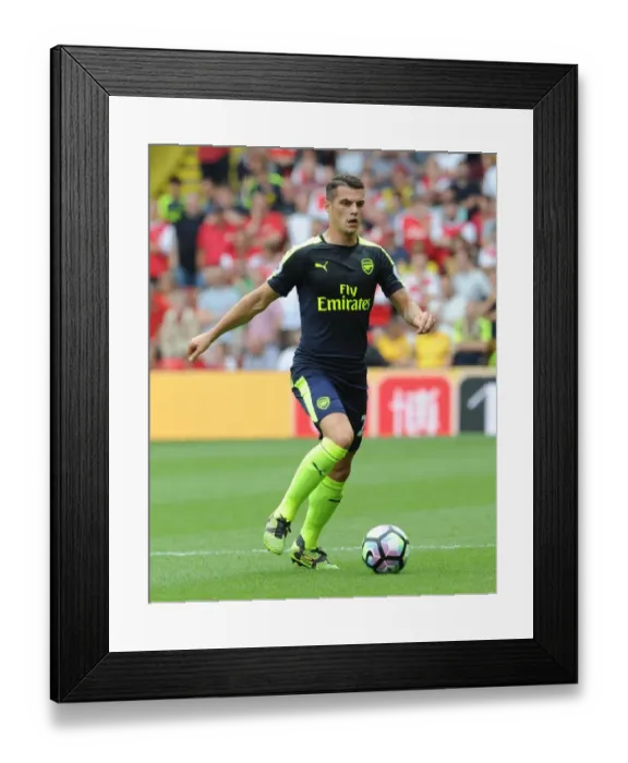 Framed Print : Granit Xhaka: Arsenal's Midfield Maestro in Action vs. Watford, Premier League 2016-17