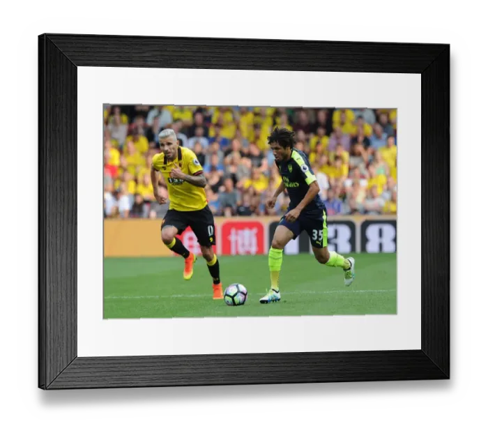 Framed Print : Mohamed Elneny (Arsenal) Valon Behrami (Watford). Watford 1: 3 Arsenal. Premier League