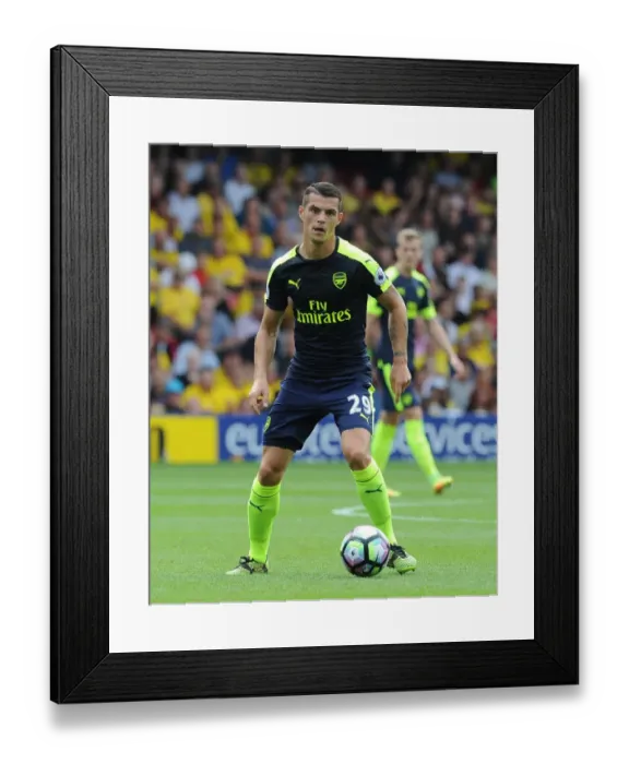 Framed Print : Granit Xhaka (Arsenal). Watford 1: 3 Arsenal. Premier League. Vicarage Road, Watford Framed Print : Granit Xhaka (Arsenal). Watford 1: 3 Arsenal. Premier League. Vicarage Road, Watford