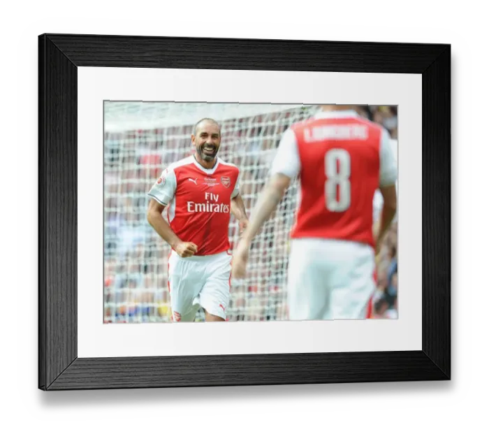 Framed Print : Arsenal Legends vs. AC Milan Glorie: Robert Pires Scores in Charity Match Framed Print : Arsenal Legends vs. AC Milan Glorie: Robert Pires Scores in Charity Match