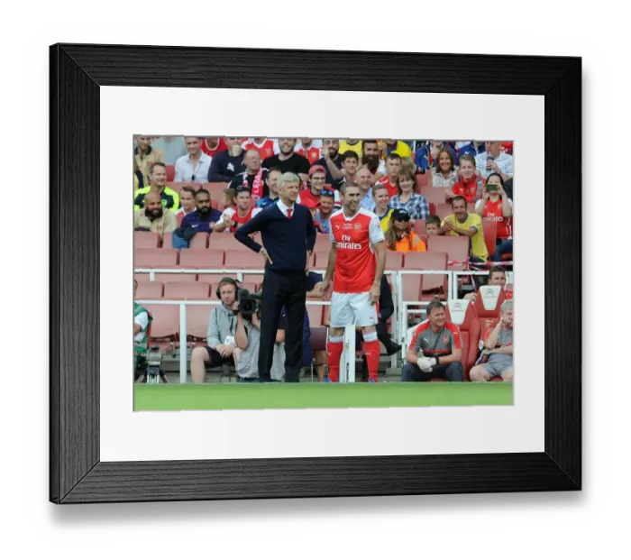 Framed Print : Arsene Wenger the Arsenal Manager with Martin Keown (Arsenal). Arsenal Legends 4