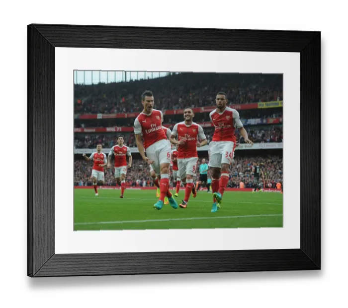Framed Print : Arsenal's Koscielny and Coquelin: Celebrating a Goal Against Southampton (2016-17)