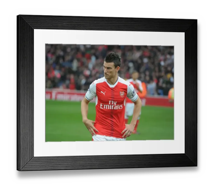 Framed Print : Arsenal's Laurent Koscielny Gears Up for Arsenal vs Southampton (2016-17) Framed Print : Arsenal's Laurent Koscielny Gears Up for Arsenal vs Southampton (2016-17)