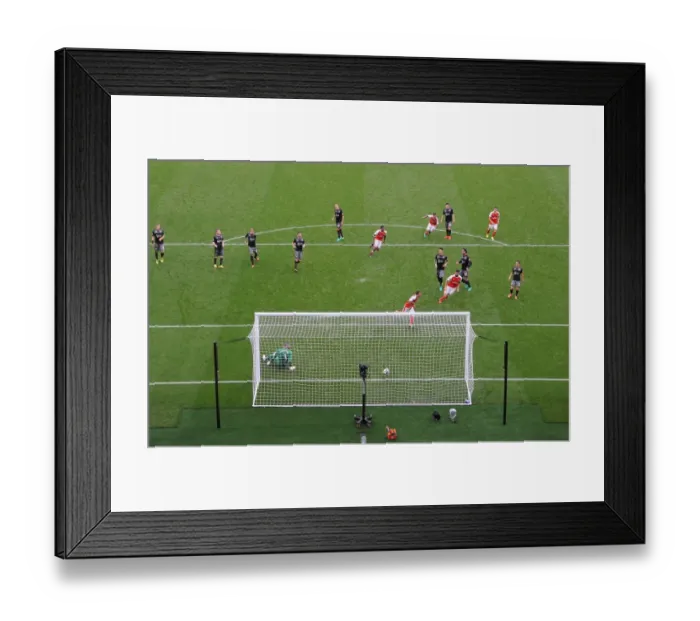 Framed Print : Arsenal's Santi Cazorla Scores Decisive Penalty in 2-0 Win over Southampton (2016-17)