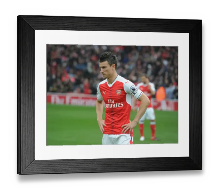 Framed Print : Arsenal's Laurent Koscielny Prepares for Arsenal vs. Southampton (2016-17)