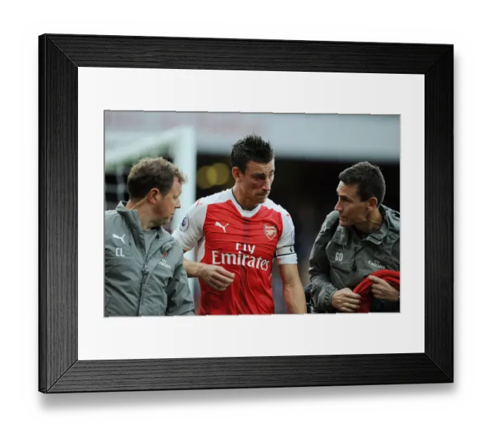 Framed Print : Arsenal's Koscielny Receives Medical Attention During Arsenal vs Southampton Match, 2016-17 Framed Print : Arsenal's Koscielny Receives Medical Attention During Arsenal vs Southampton Match, 2016-17