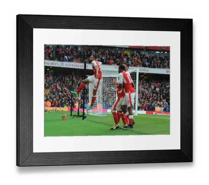 Framed Print : Arsenal's Santi Cazorla Scores Second Goal Against Southampton (2016-17) - Francis Coquelin Celebrates