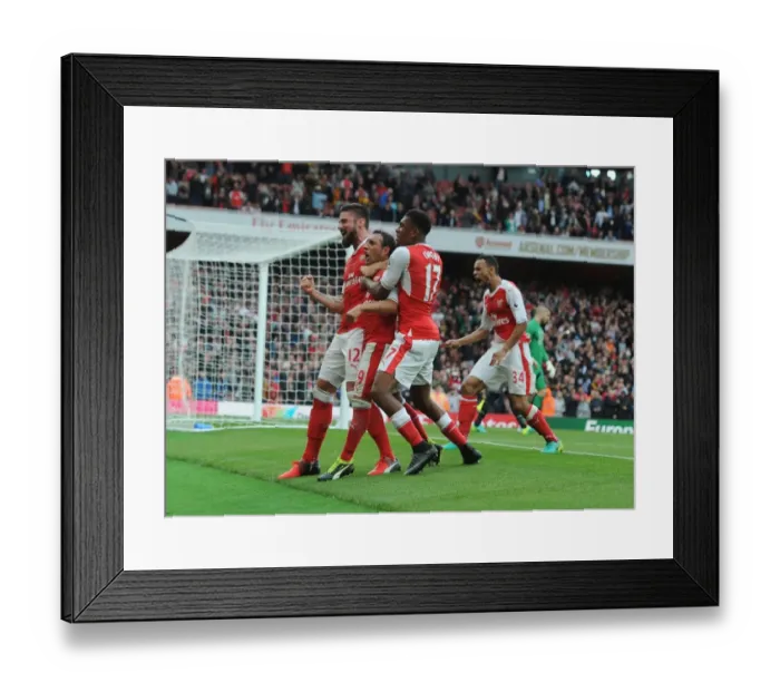 Framed Print : Arsenal Celebrate Double Goals: Cazorla, Giroud, Iwobi, and Coquelin vs. Southampton (2016-17) Framed Print : Arsenal Celebrate Double Goals: Cazorla, Giroud, Iwobi, and Coquelin vs. Southampton (2016-17)