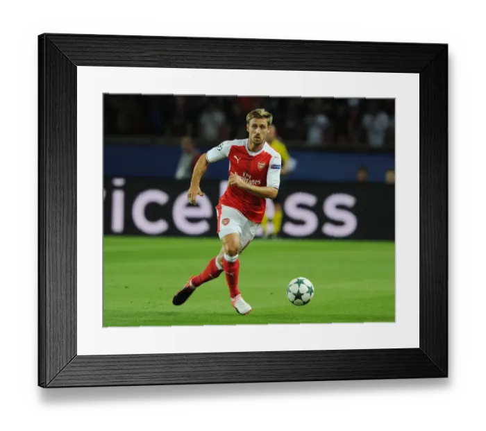 Framed Print : Champions League Showdown: Monreal's Battle at Parc des Princes - Paris Saint-Germain vs. Arsenal