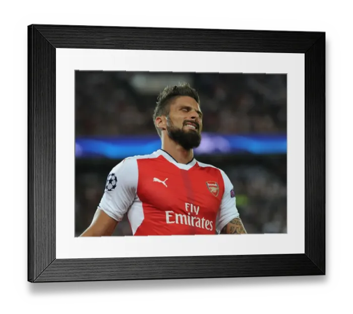 Framed Print : Champions League Showdown: Olivier Giroud's Action-Packed Battle between Paris Saint-Germain and Arsenal Framed Print : Champions League Showdown: Olivier Giroud's Action-Packed Battle between Paris Saint-Germain and Arsenal
