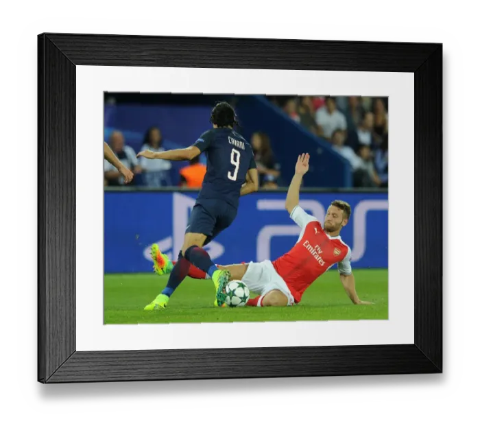 Framed Print : Mustafi vs Cavani: A Champions League Battle at Parc des Princes, 2016