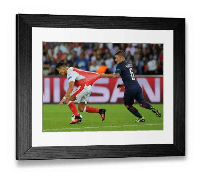Framed Print : Clash of Stars: Alexis Sanchez and Marco Verratti Lock Horns in Tense PSG vs Arsenal Champions League Showdown Framed Print : Clash of Stars: Alexis Sanchez and Marco Verratti Lock Horns in Tense PSG vs Arsenal Champions League Showdown