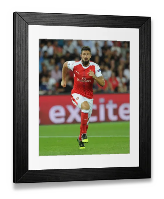 Framed Print : Champions League Showdown: Olivier Giroud's Thrilling Battle against Paris Saint-Germain