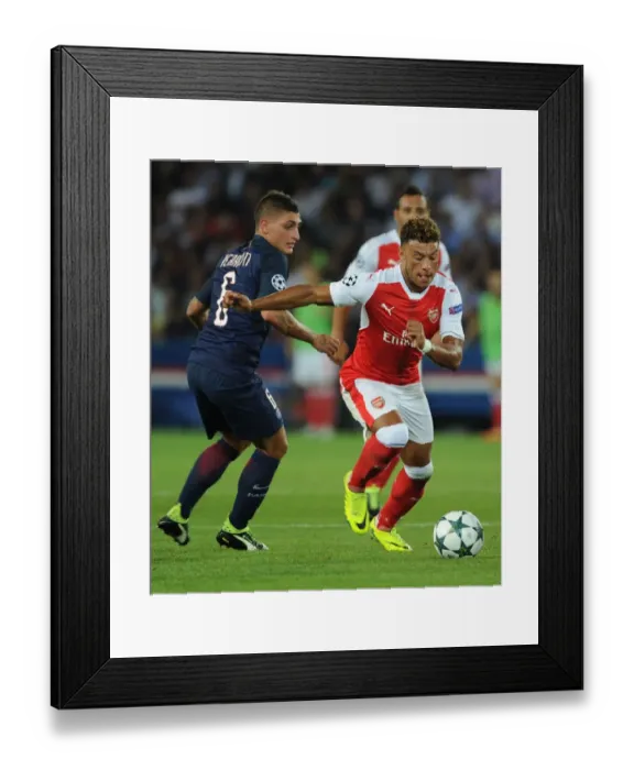 Framed Print : Champions League Showdown: Oxlade-Chamberlain vs. Verratti - A Midfield Battle of Titans: Paris Saint-Germain vs. Arsenal (2016-17) Framed Print : Champions League Showdown: Oxlade-Chamberlain vs. Verratti - A Midfield Battle of Titans: Paris Saint-Germain vs. Arsenal (2016-17)