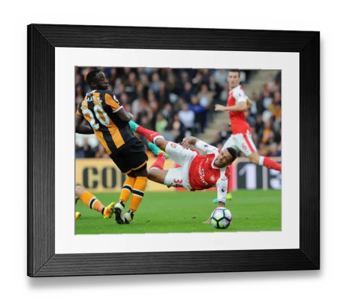 Framed Print : Coquelin vs Diomande: Foul Play at Hull City's KCOM Stadium, 2016-17 Premier League Framed Print : Coquelin vs Diomande: Foul Play at Hull City's KCOM Stadium, 2016-17 Premier League