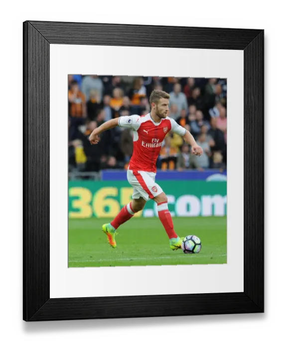 Framed Print : Shkodran Mustafi: Intense Focus during Hull City vs Arsenal Premier League Clash (2016-17)