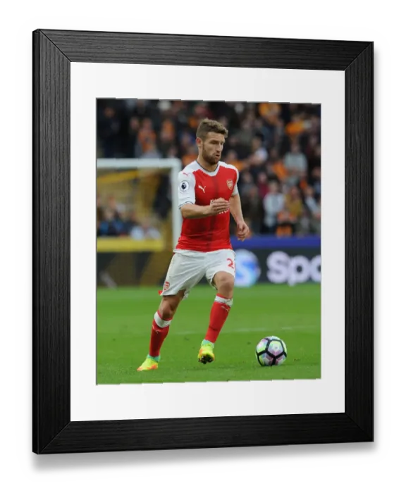 Framed Print : Shkodran Mustafi: Focused and Ready in Hull City vs Arsenal Clash (2016-17)