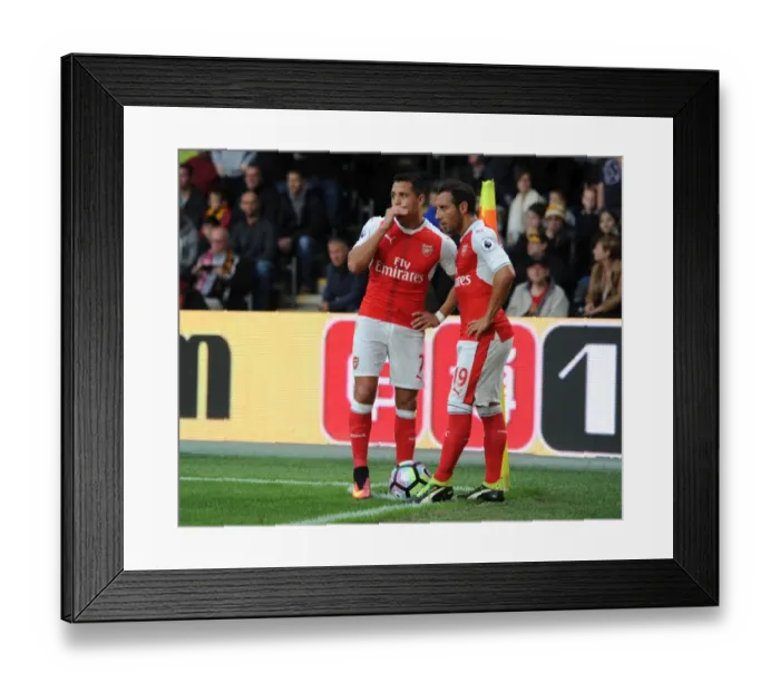 Framed Print : Arsenal's Sanchez and Cazorla in Action: Hull City vs Arsenal (2016-17)