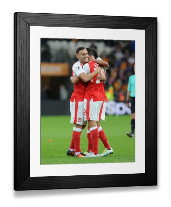 Framed Print : Xhaka and Perez: Arsenal's Four-Goal Celebration vs. Hull City (2016-17) Framed Print : Xhaka and Perez: Arsenal's Four-Goal Celebration vs. Hull City (2016-17)