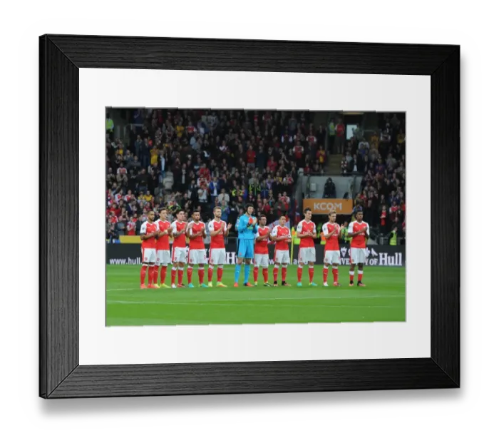 Framed Print : The Arsenal team take part in a minutes applause for a former Hull youth team player Framed Print : The Arsenal team take part in a minutes applause for a former Hull youth team player
