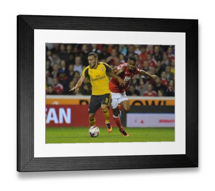 Framed Print : Lucas Perez Scores His Second Goal: Arsenal Advance Past Nottingham Forest in EFL Cup