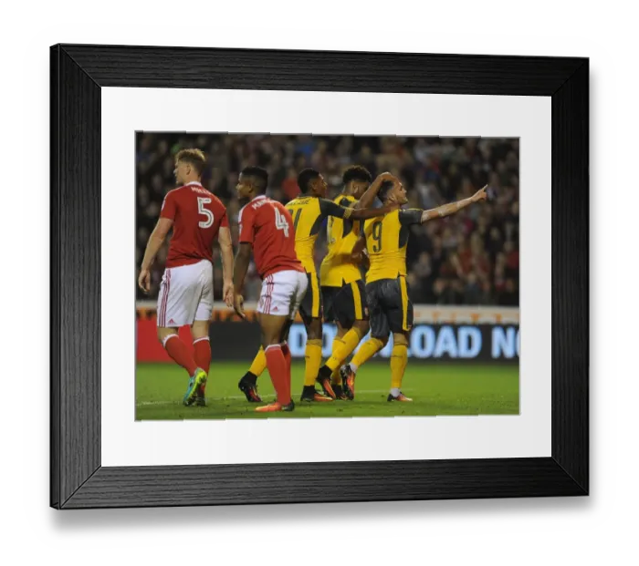 Framed Print : Lucas Perez's Brace: Arsenal Dominate Nottingham Forest in EFL Cup Third Round
