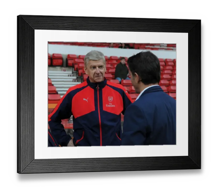 Framed Print : Arsene Wenger and Philippe Montanier: Pre-Match Meeting - Nottingham Forest vs Arsenal, EFL Cup 2016-17