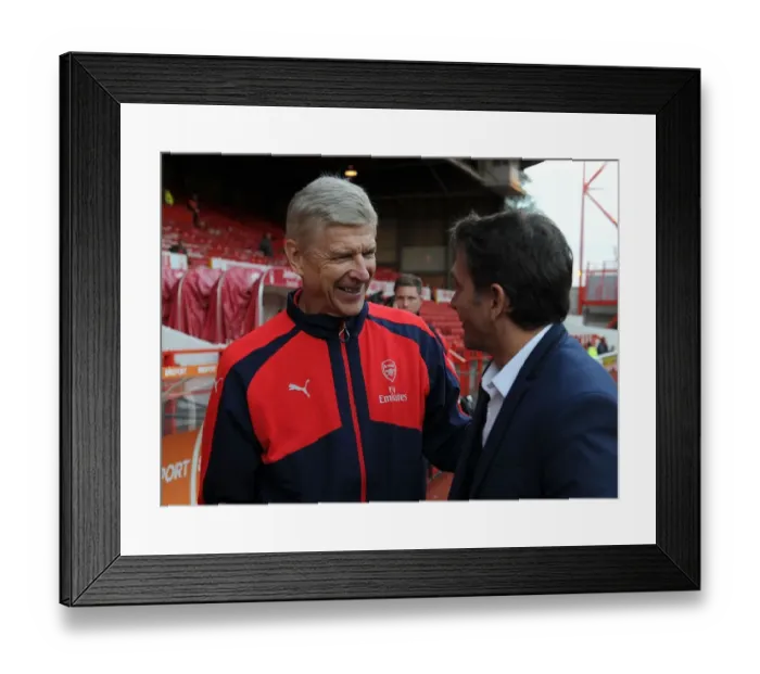Framed Print : Arsene Wenger and Philippe Montanier: A Pre-Match Encounter at Nottingham Forest vs Arsenal (EFL Cup, 2016-17) Framed Print : Arsene Wenger and Philippe Montanier: A Pre-Match Encounter at Nottingham Forest vs Arsenal (EFL Cup, 2016-17)