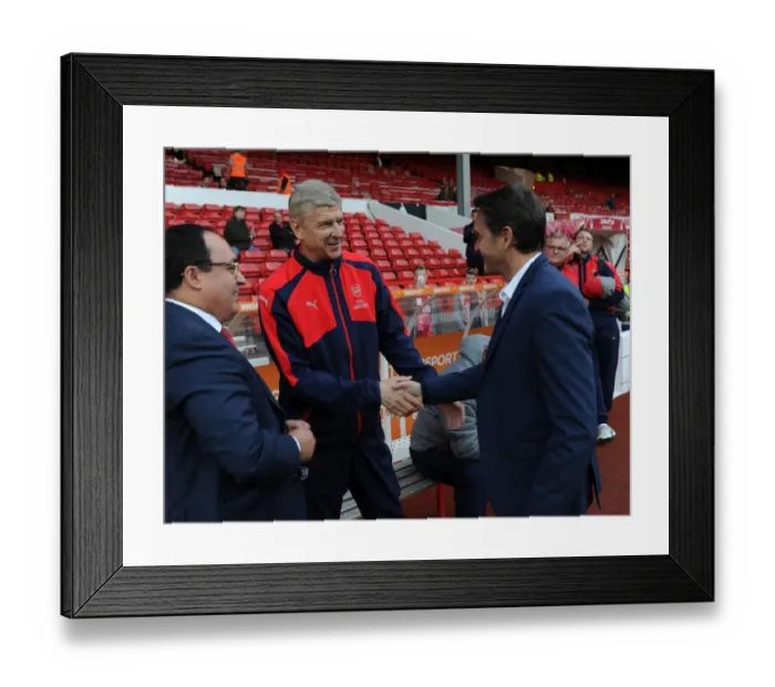 Framed Print : Arsene Wenger and Philippe Montanier: Pre-Match Encounter at Nottingham Forest vs. Arsenal (EFL Cup 2016-17) Framed Print : Arsene Wenger and Philippe Montanier: Pre-Match Encounter at Nottingham Forest vs. Arsenal (EFL Cup 2016-17)