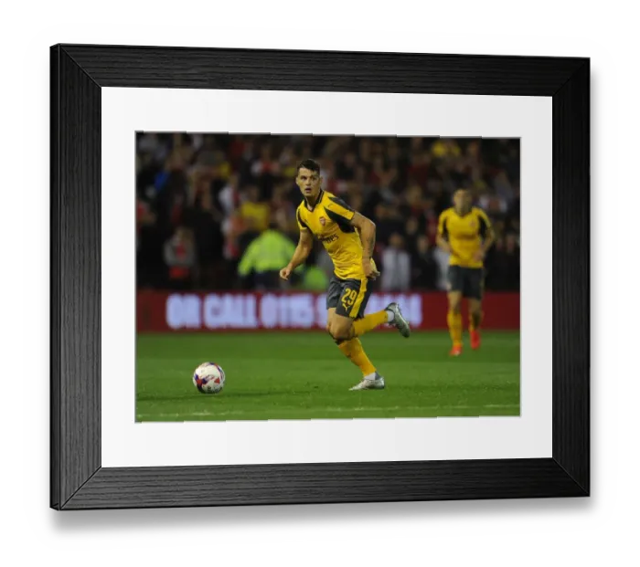 Framed Print : Granit Xhaka (Arsenal). Nottingham Forest 0: 4 Arsenal. EPL League Cup. 3rd Round